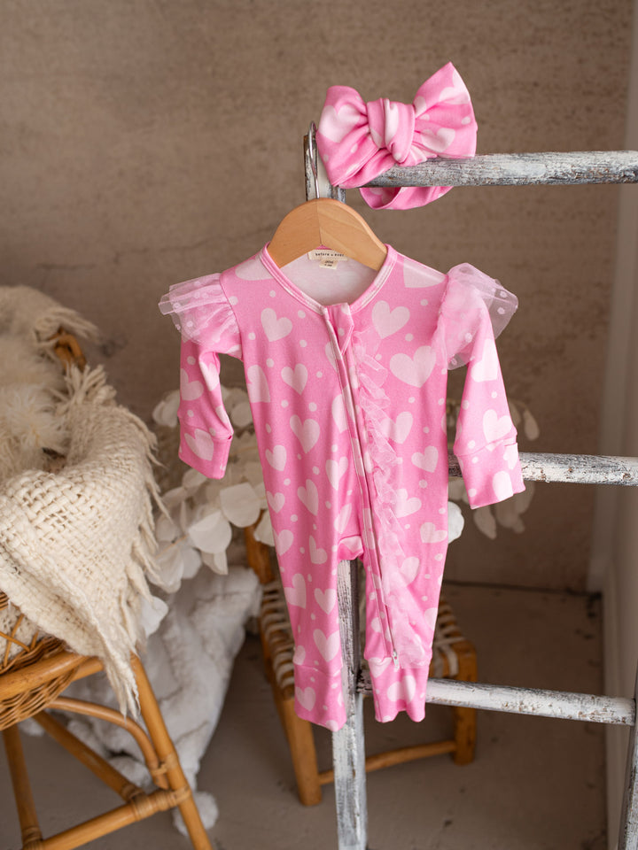 Love You More – Pink Heart Onesie