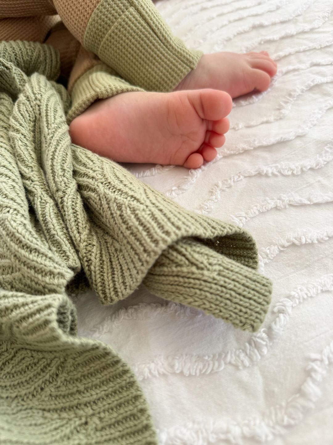 Snuggle Me - Knitted Baby Blanket - Sage