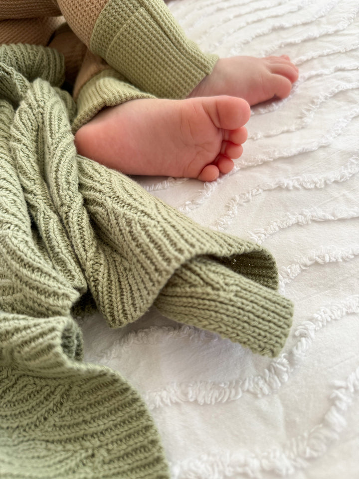 Snuggle Me - Knitted Baby Blanket - Sage
