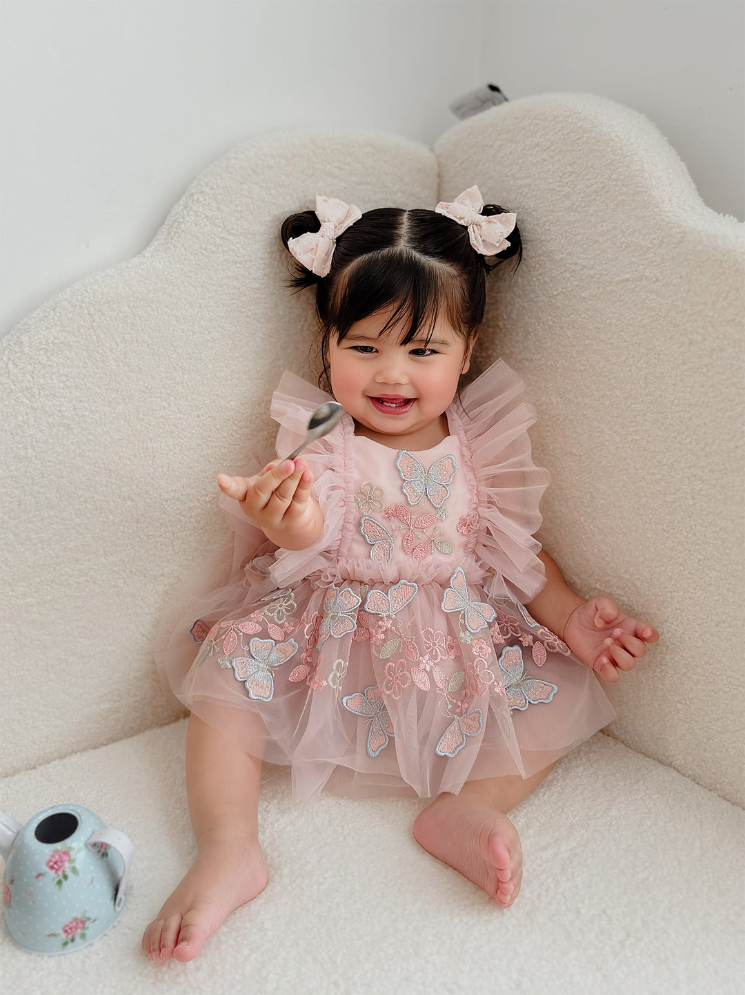 She's A Butterfly Baby Birthday Tulle Romper Dress