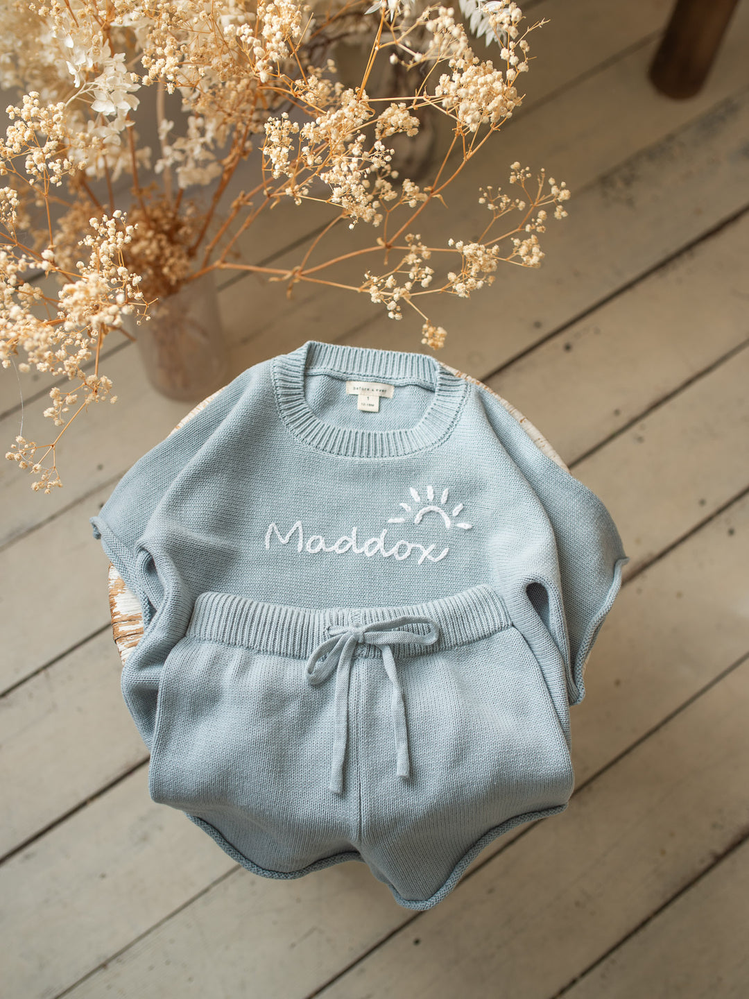 Written in Thread Knitted Tee - Dusty Blue