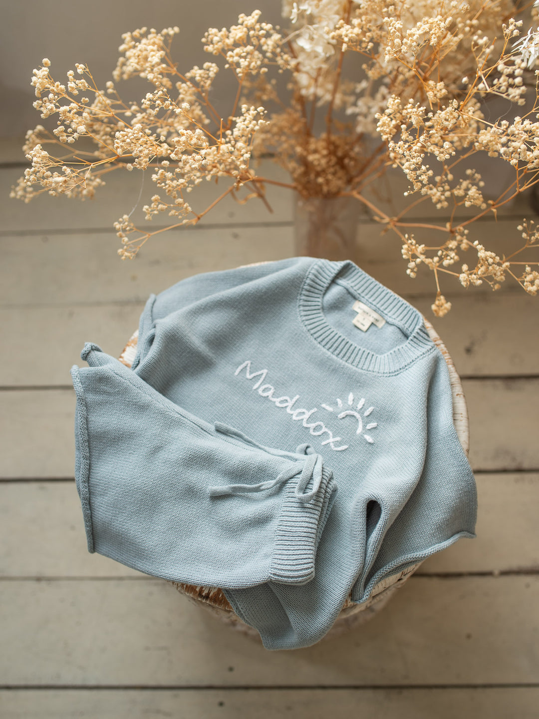 Written in Thread Knitted Tee - Dusty Blue