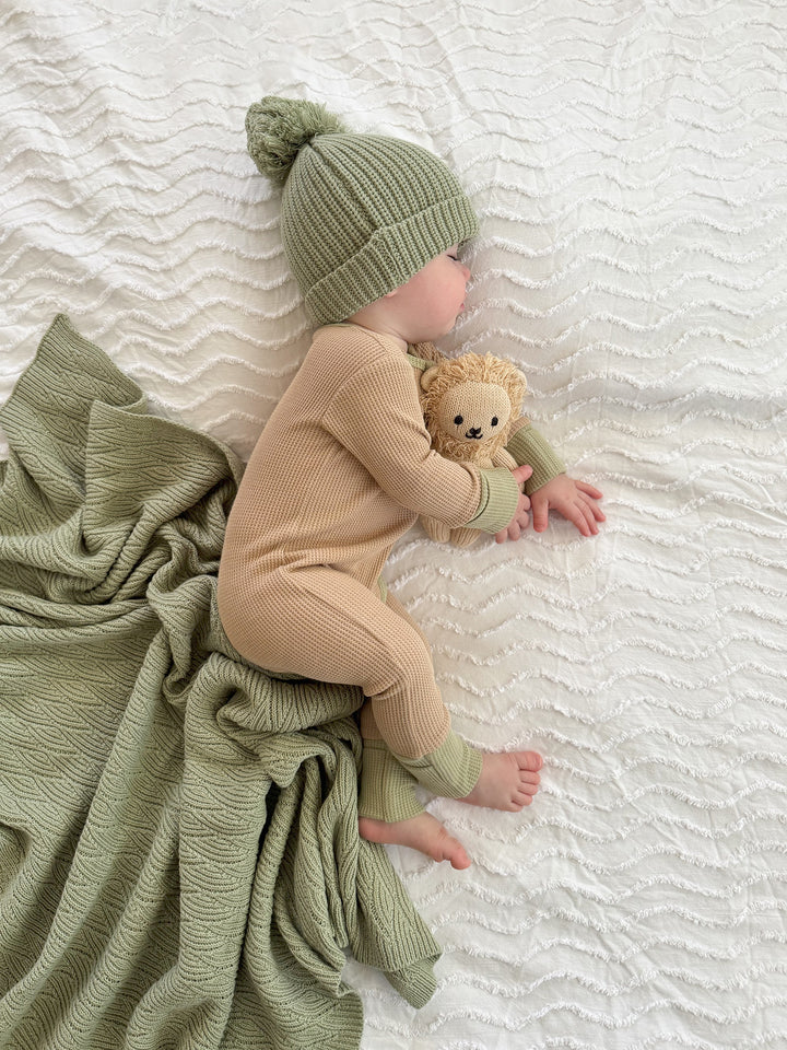 Snuggle Me - Knitted Baby Blanket - Sage