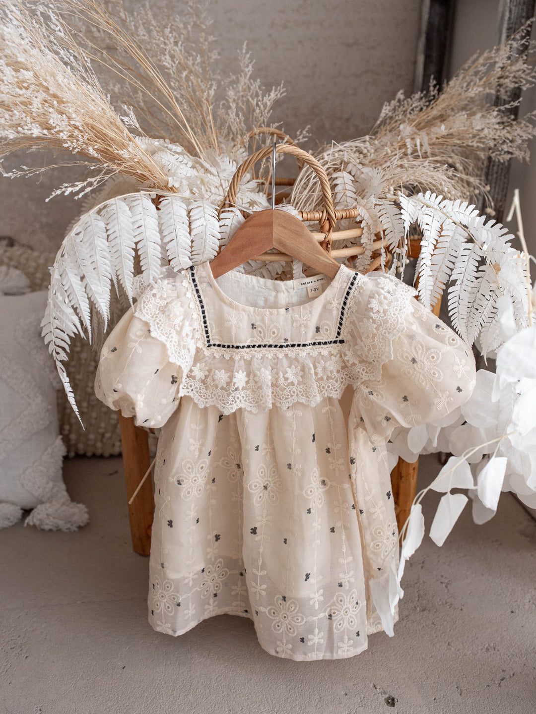 Baby Girl Floral Cotten Dress Clara Mae – Milk – Before & Ever