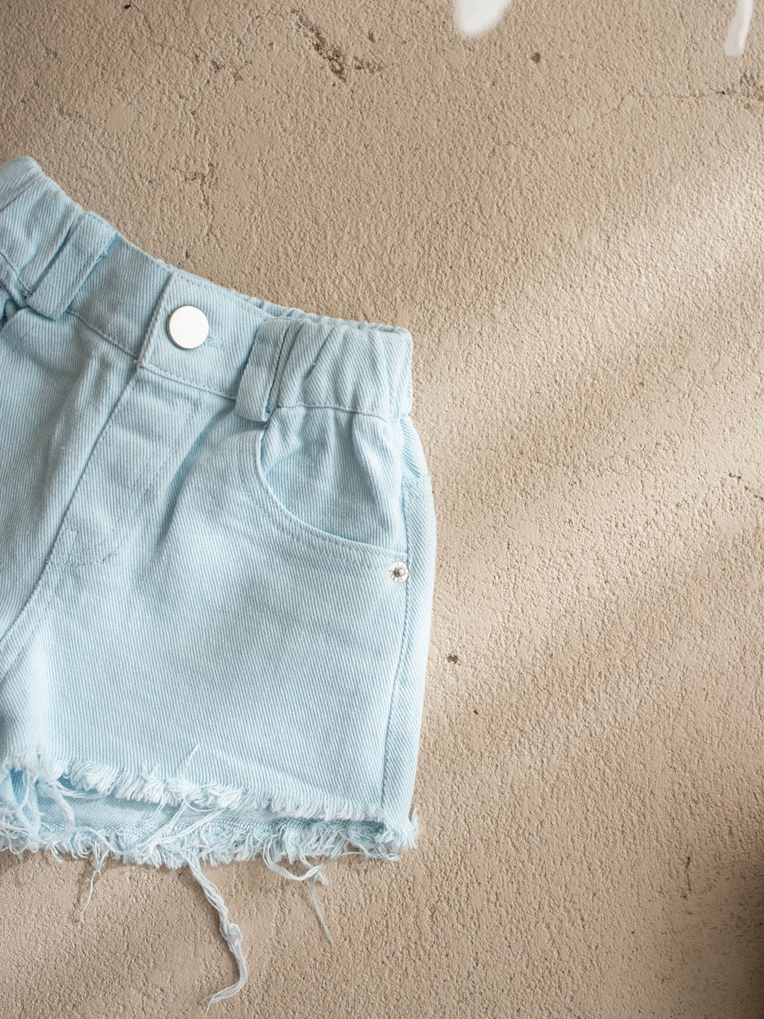 Harper Fringe Denim Shorts – Powder Blue