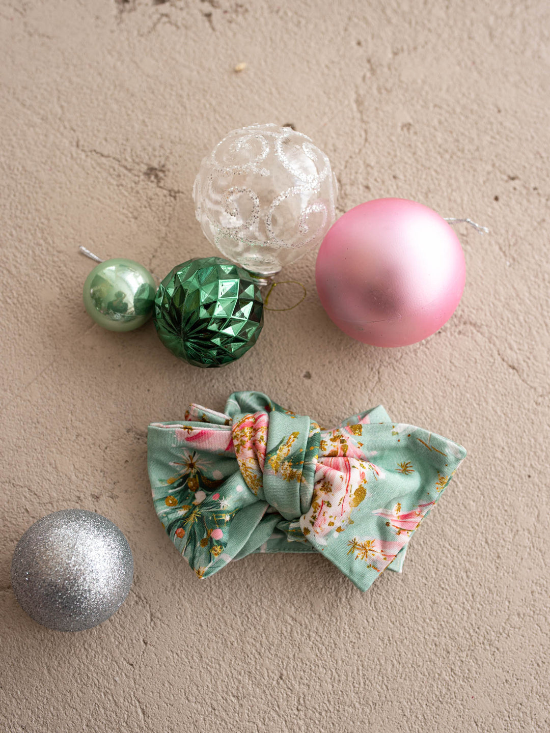 All I Wish Mint Pine baby topknot headwrap, pink and gold trees on mint - Before & Ever Kids