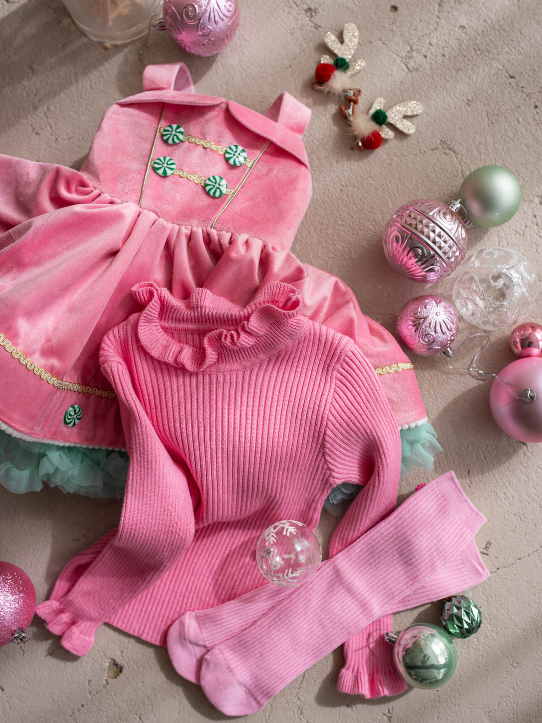 Claire Knitted Top bubblegum bubblegum pink ribbed knit layering top with a ruffled neckline and cuffs - Before & Ever Kids
