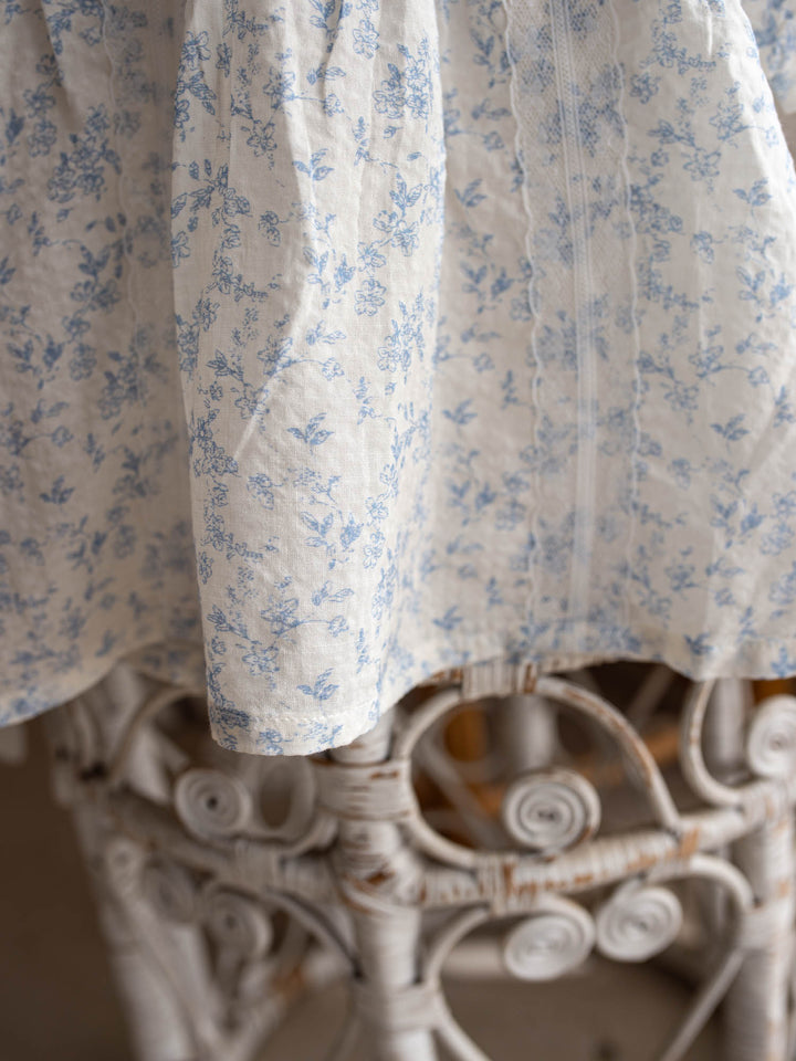 Dainty Miss Little Bluebell baby girl blue floral cotton top and shorts set with ruffle collar - Before & Ever Kids