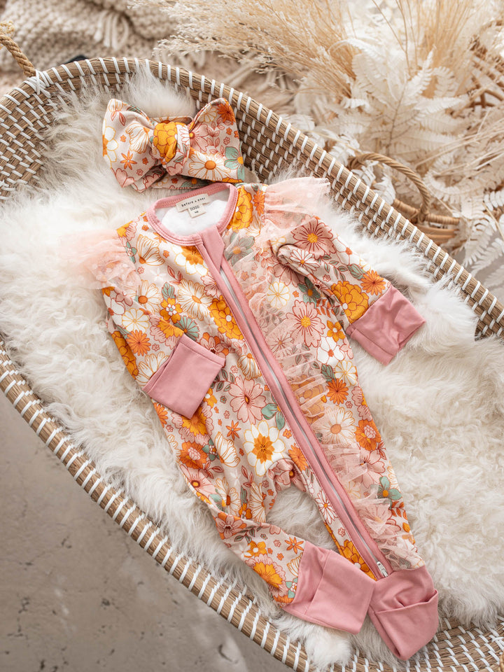 Before & Ever Kids Dainty Miss Onesie - Buttercup Bloom baby girl bamboo onesie 6