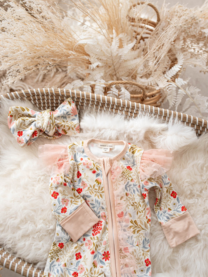 Before & Ever Kids Dainty Miss Onesie - Wildflower Garden baby girl bamboo onesie 7