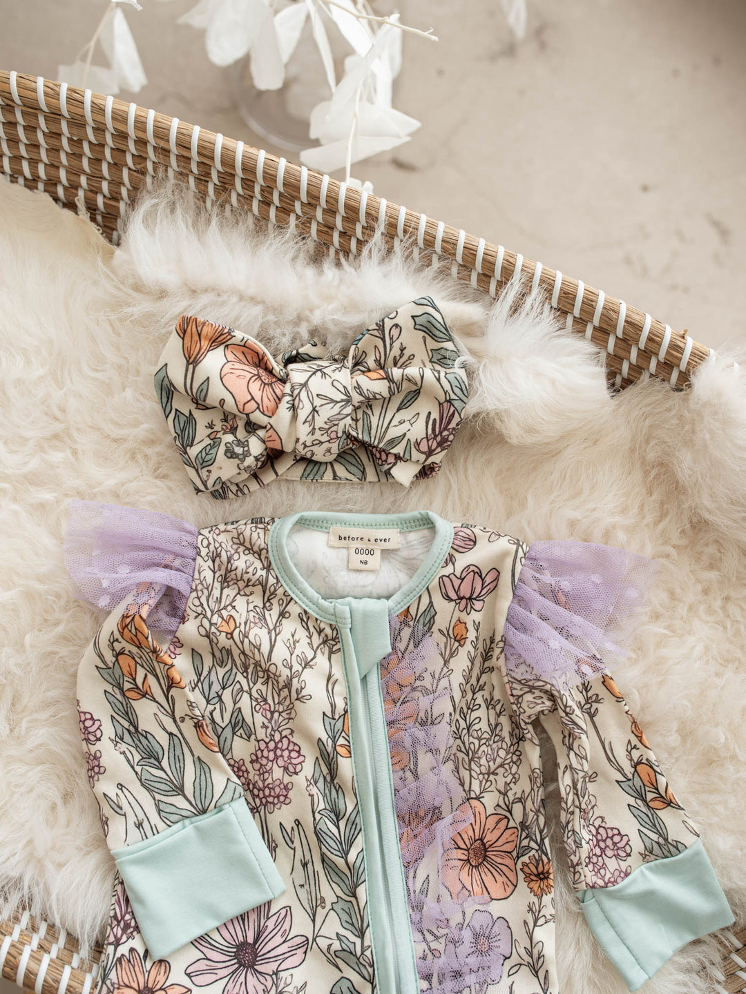 Before & Ever Kids Dainty Miss Topknot - Lavender Meadow baby topknot headwrap 2