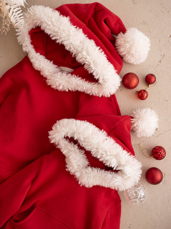 Ho Ho Hoodie adult and kids Santa hat hoods side by side - Before & Ever Kids