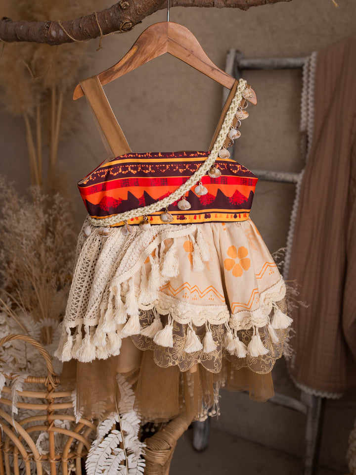 Island Princess island-inspired girls dress full front view showing the tulle underskirt - Before & Ever Kids