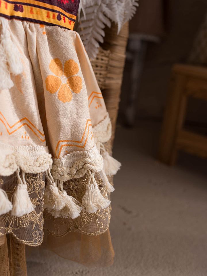 Island Princess island-inspired girls dress skirt print and scallop lace detail - Before & Ever Kids