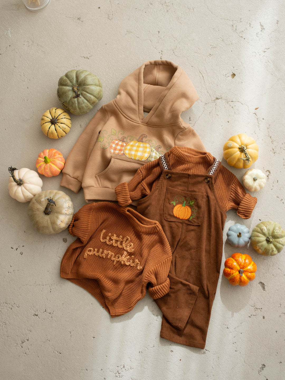 Little Pumpkin rust cotton knit sweater with pumpkin detail - Before & Ever Kids