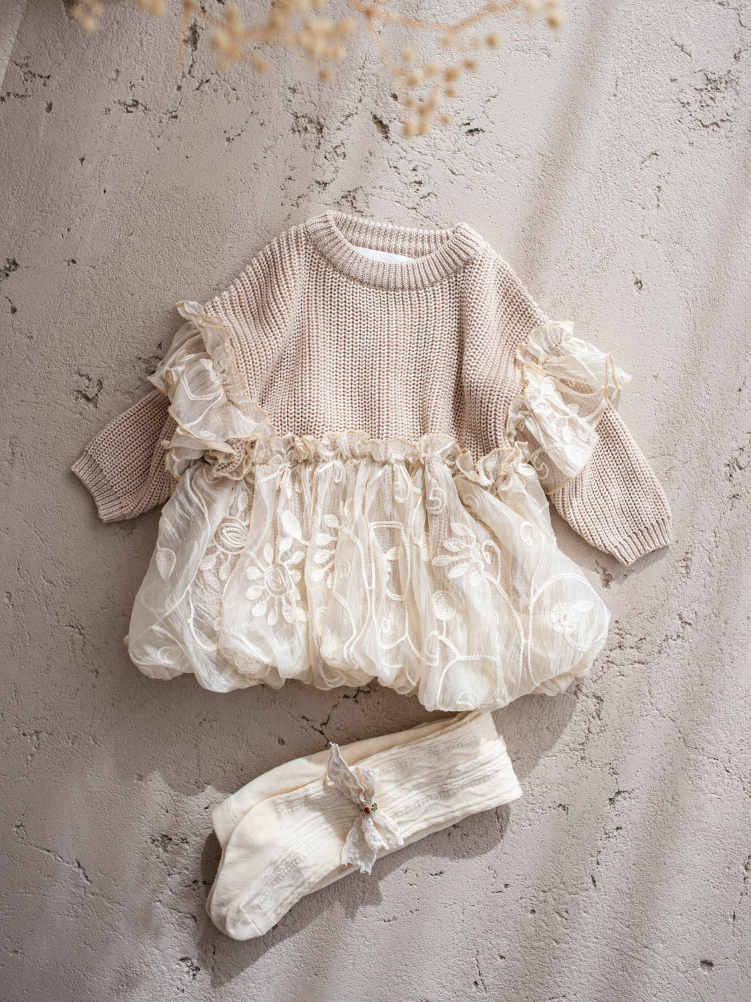 Baby Girl Knit Sweater Love, Always - Oatmeal