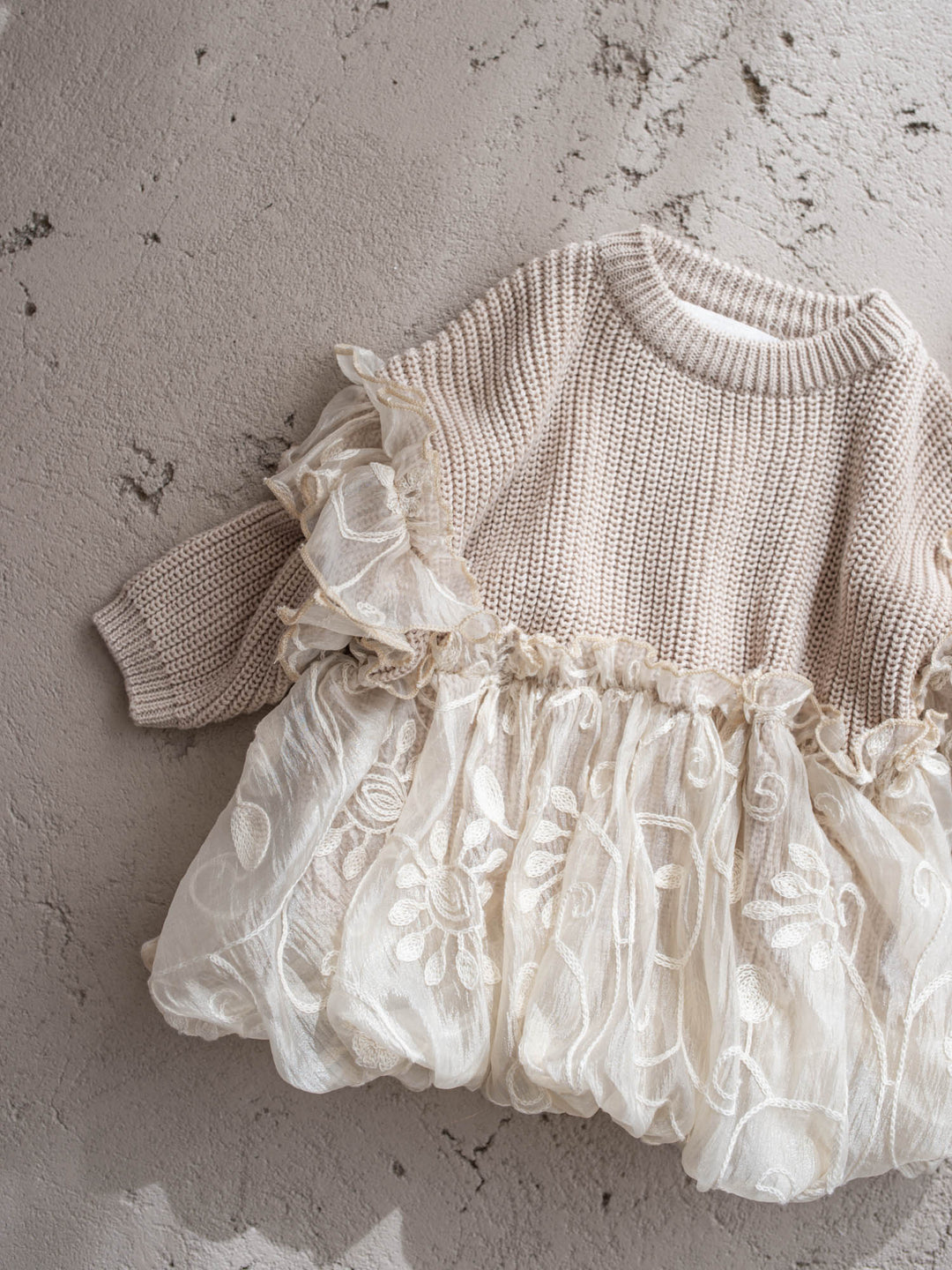 Baby Girl Knit Sweater Love, Always - Oatmeal