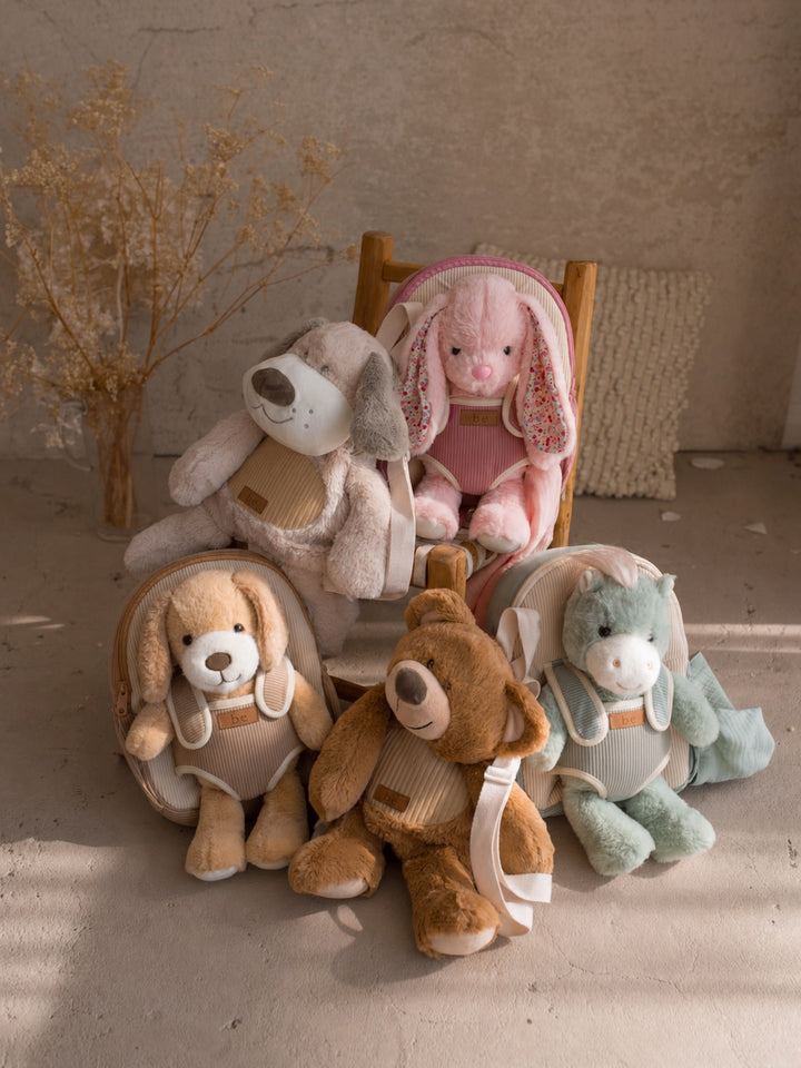 Macie the Bunny plush backpack for kids, all five Little BFF backpacks together - Before & Ever Kids