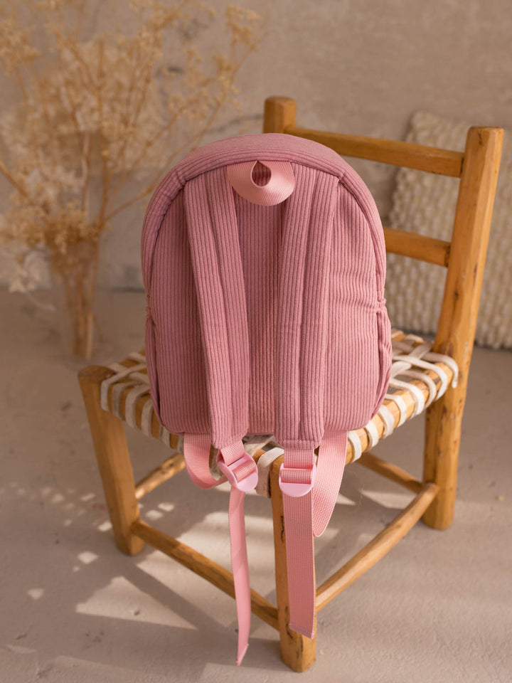Macie the Bunny personalised plush backpack for kids, back view showing the adjustable straps - Before & Ever Kids