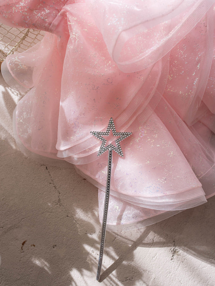 Make a Wish Wand silver star wand full wand showing the sparkling star topper and handle - Before & Ever Kids