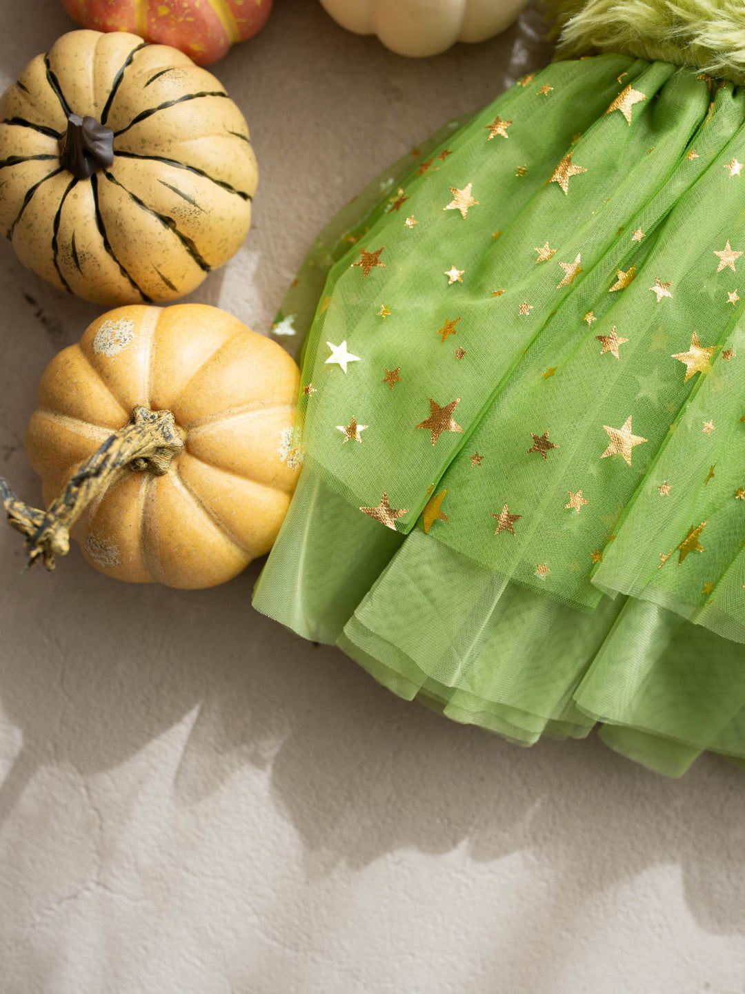 Miss Grump green faux-fur and tulle festive dress with red heart - Before & Ever Kids