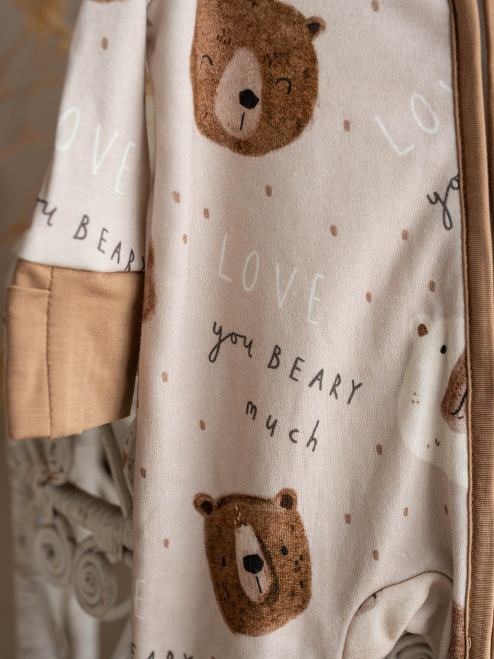 Before & Ever Kids Mr Bear Onesie - Beary Much baby boy bamboo onesie 2