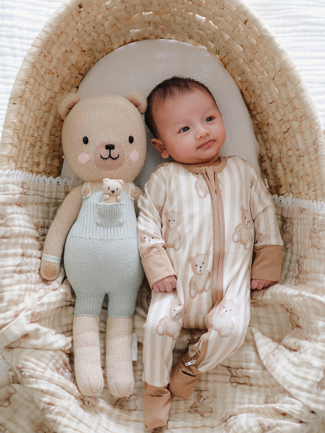 Mr Bear - Teddy Stripe Muslin Blanket