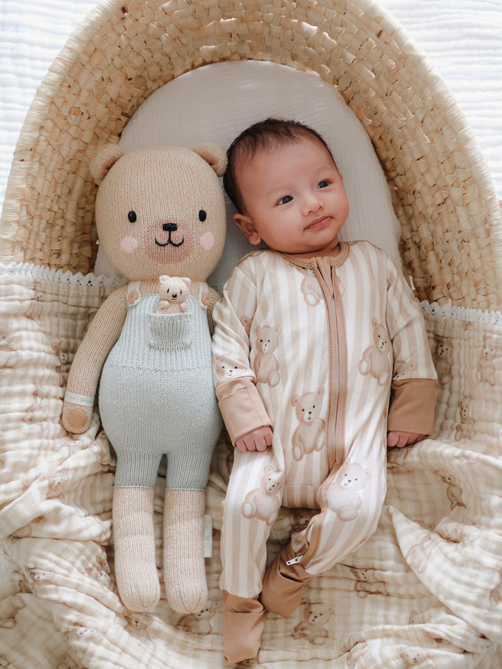 Mr Bear - Teddy Stripe Muslin Blanket