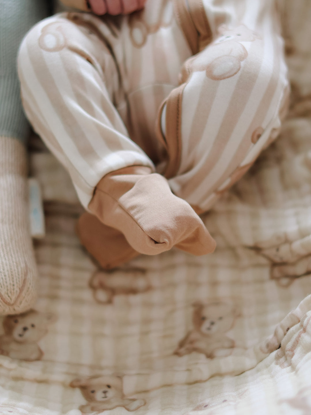 Mr Bear - Teddy Stripe Muslin Blanket