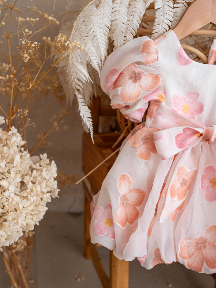 Paint Me a Garden Blush Petals baby girl floral organza dress - Before & Ever Kids
