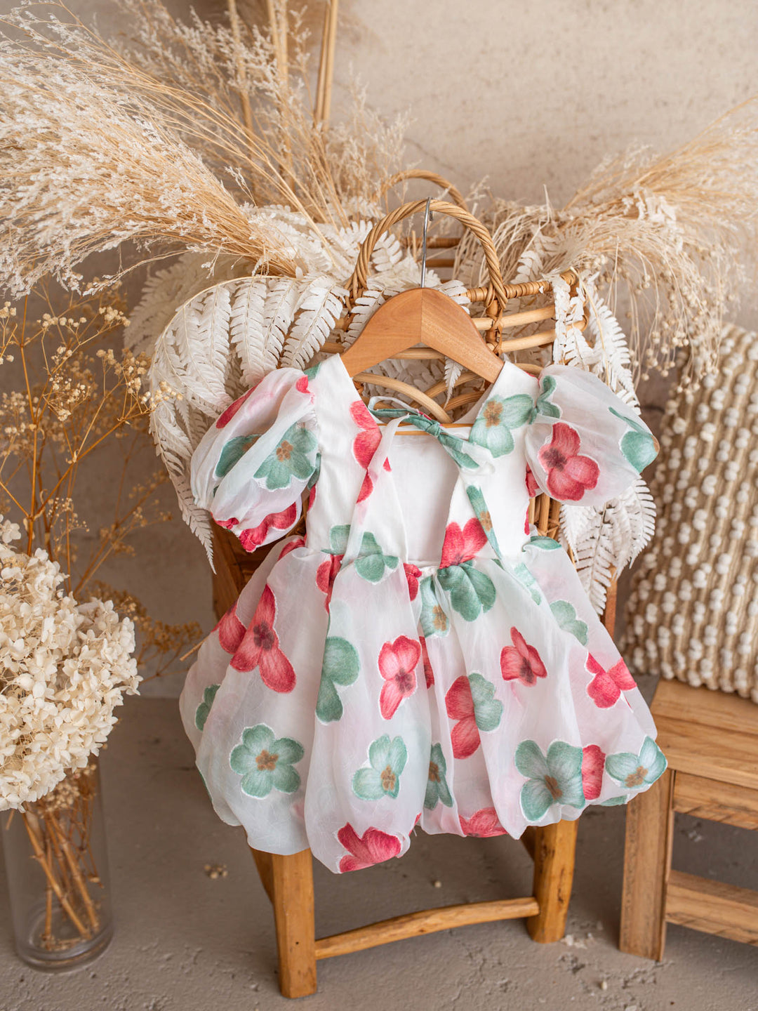 Paint Me a Garden Scarlet Bloom baby girl red floral organza dress - Before & Ever Kids