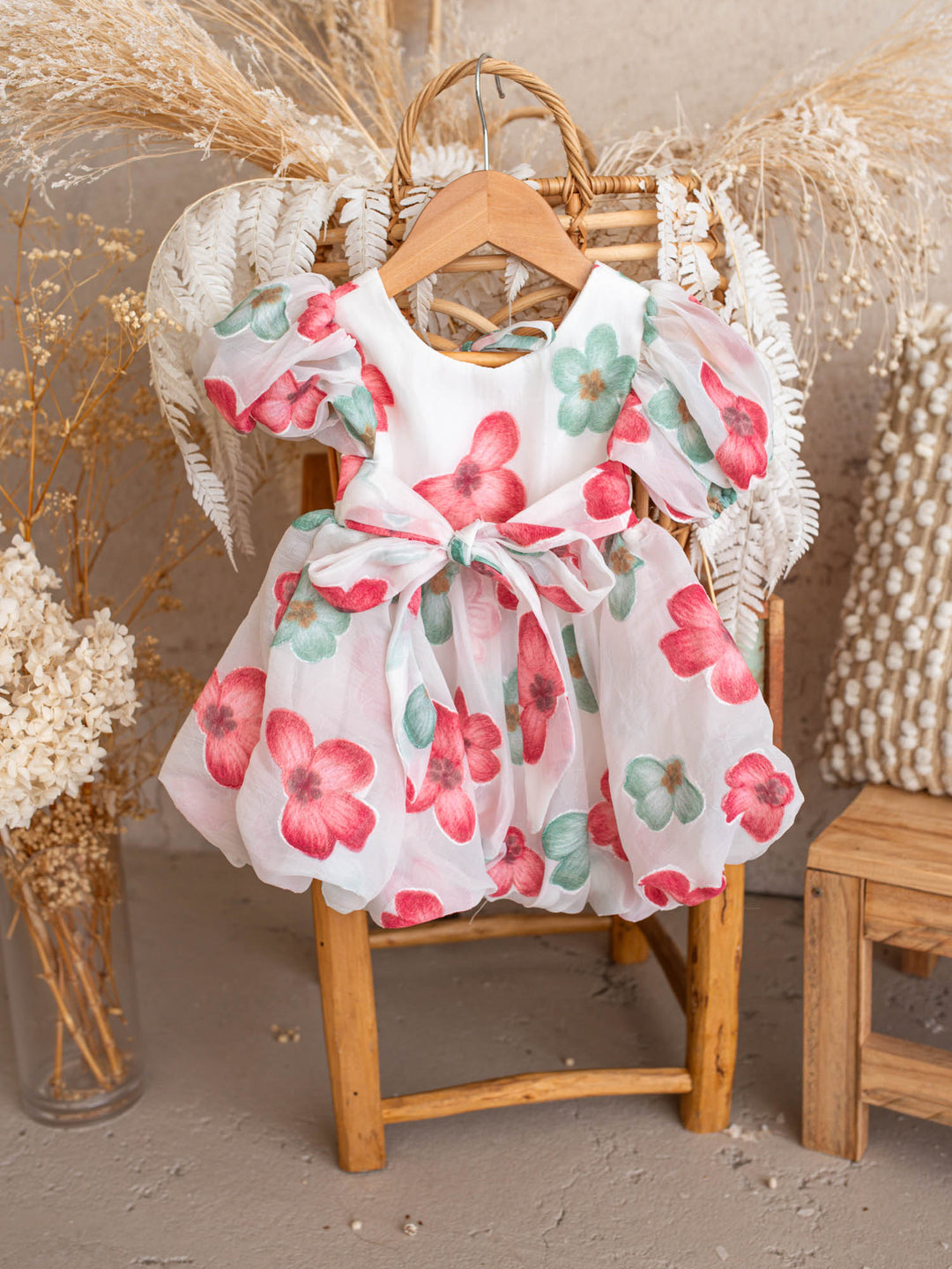 Paint Me a Garden Scarlet Bloom baby girl red floral organza dress - Before & Ever Kids