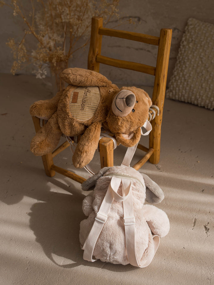 Pip the Puppy personalised plush backpack for kids, two sidekick backpacks seen from behind - Before & Ever Kids
