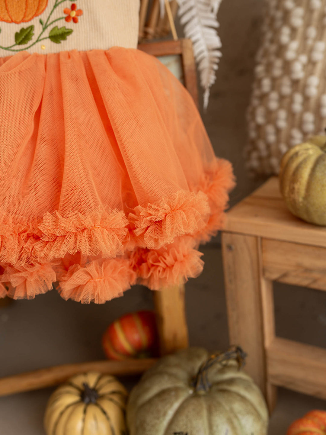 Pumpkin Posy beige tulle pumpkin dress with cotton bodice - Before & Ever Kids