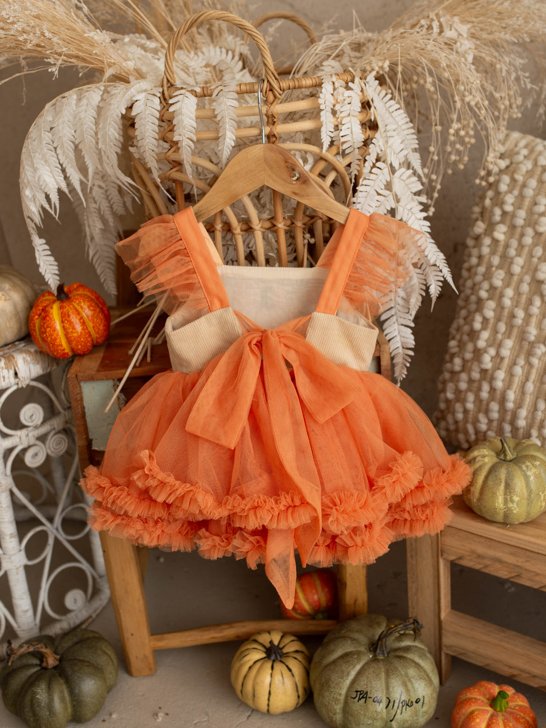 Pumpkin Posy beige tulle pumpkin dress with cotton bodice - Before & Ever Kids
