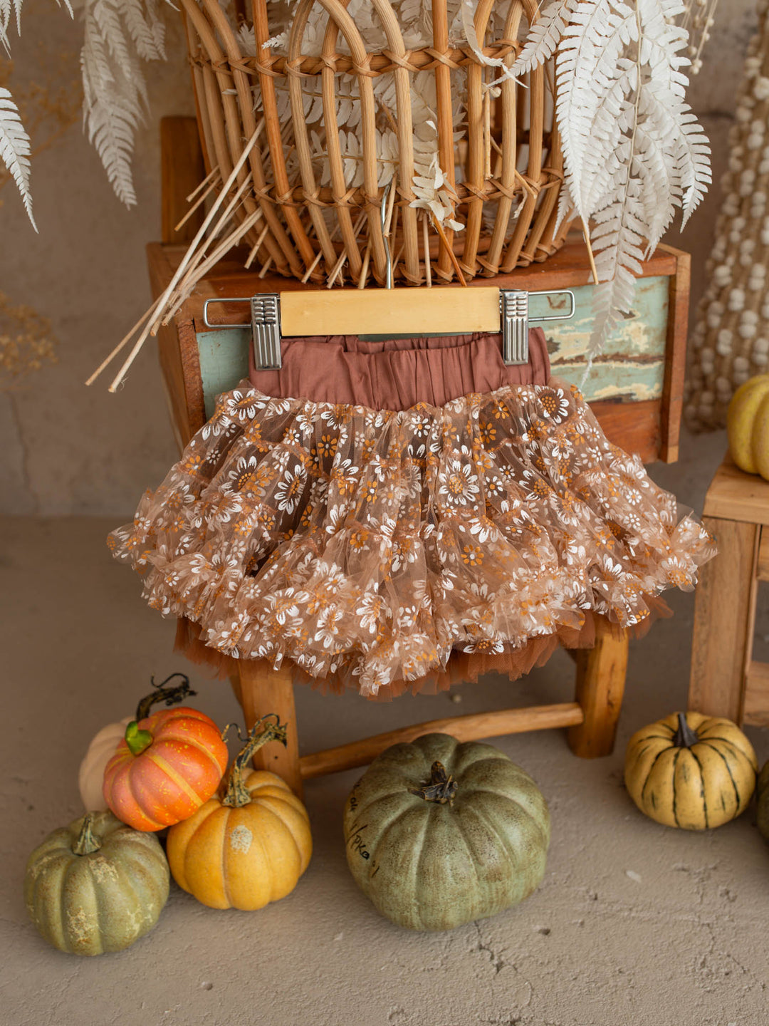 Toffee Daisy brown tulle tutu skirt with daisy detail - Before & Ever Kids