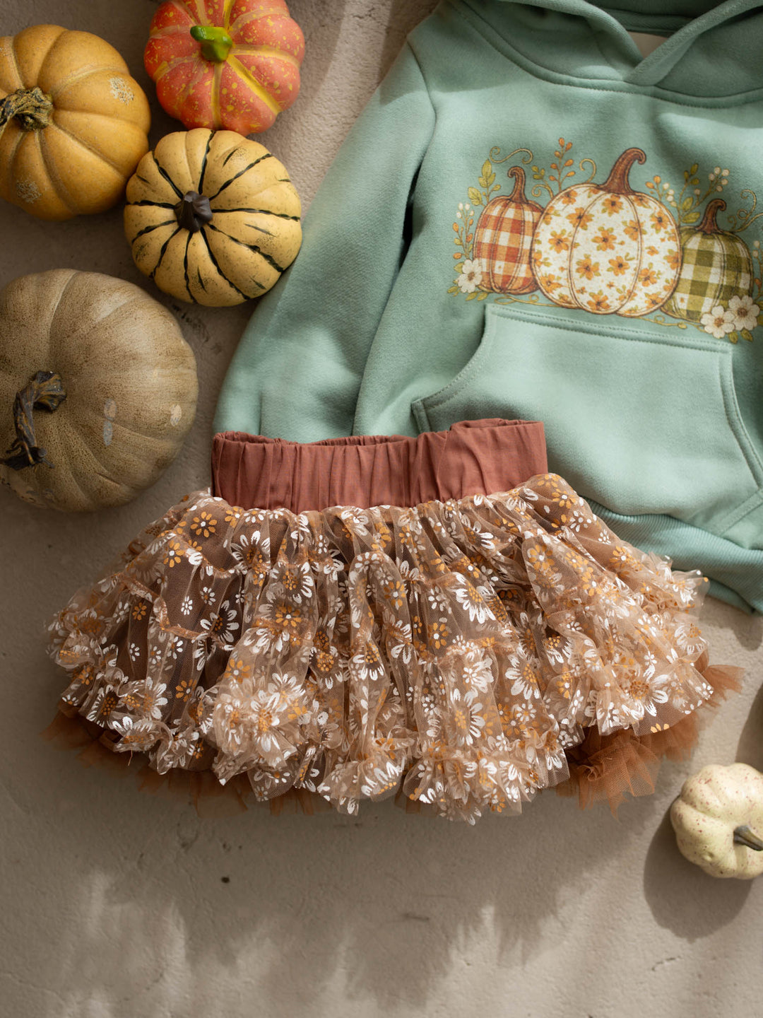 Toffee Daisy brown tulle tutu skirt with daisy detail - Before & Ever Kids
