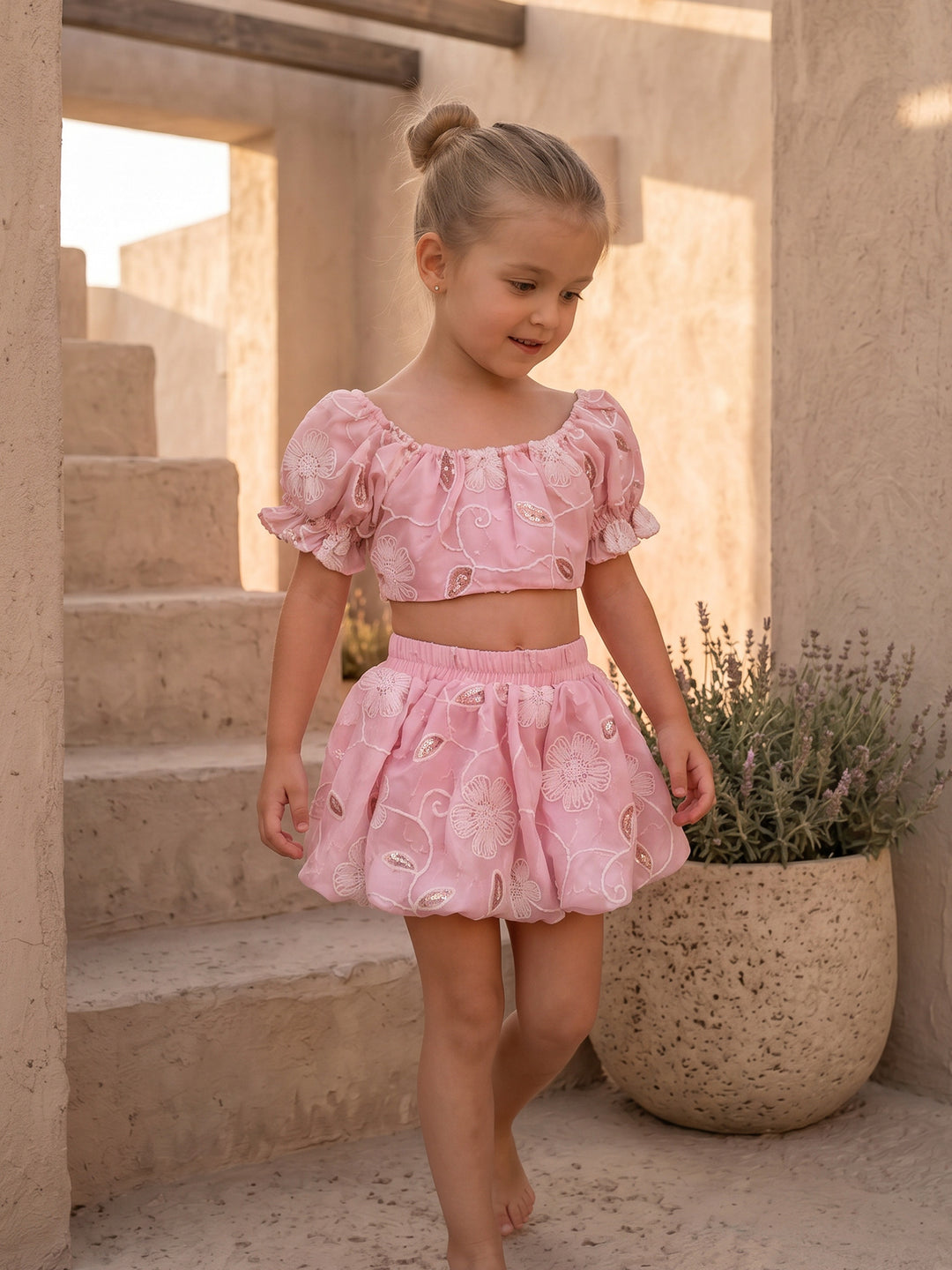 Where Summer Blooms Top & Skort Set - Baby Pink