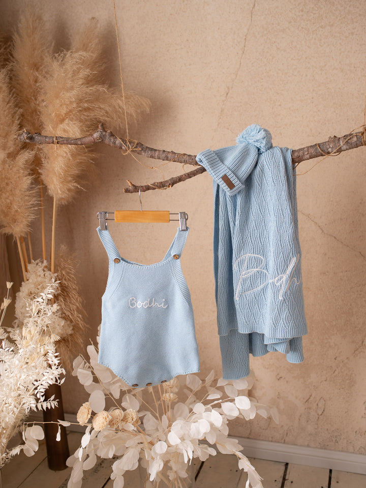 Written In Thread Singlet Romper - Baby Blue