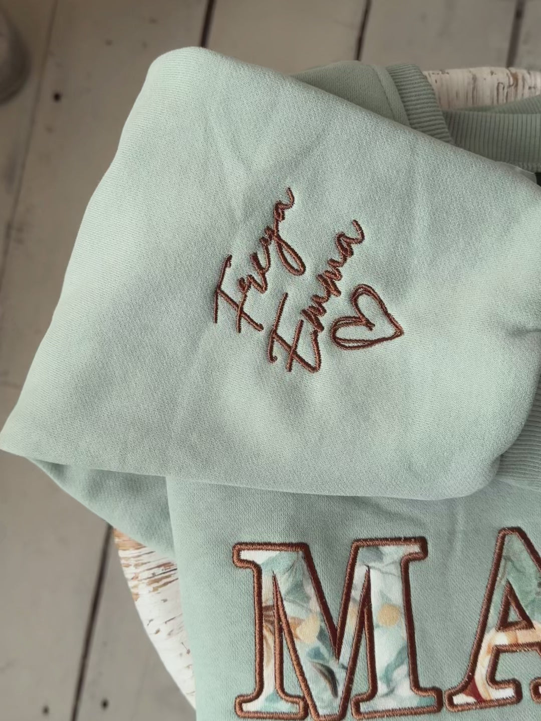 Flower Story - Personalised Sweatshirt For Mamas - Sage